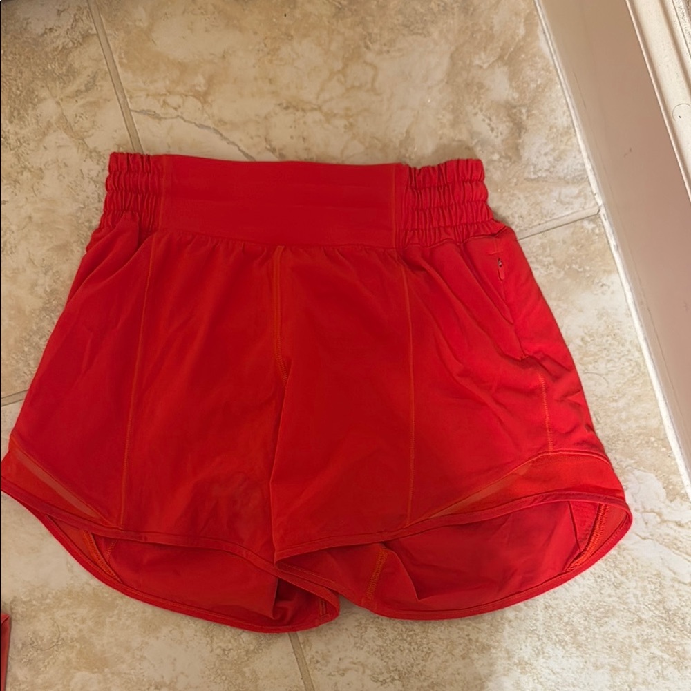 Lululemon Athletica Red Athletic Shorts Moisture-Wicking Design